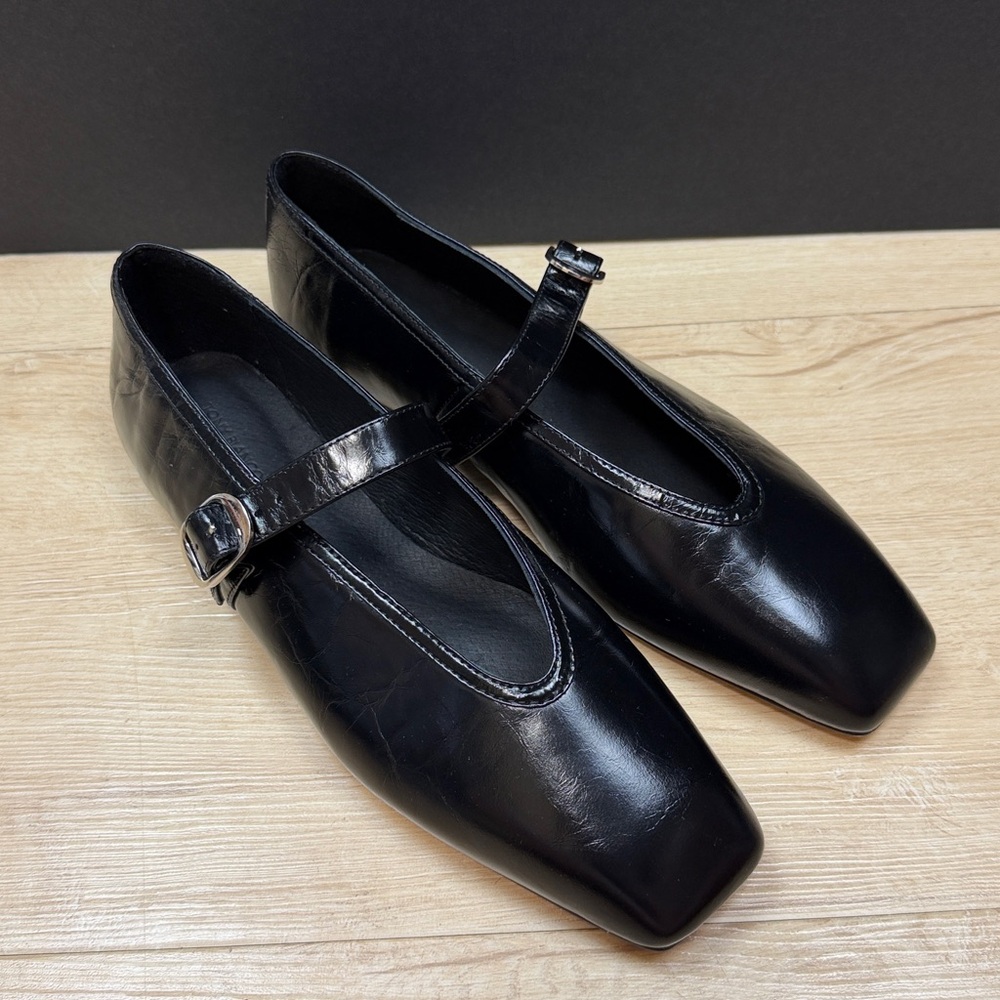 Tony Bianco Black Mary Jane Leather Flats - Picture 4 of 10